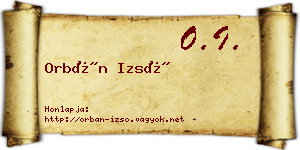 Orbán Izsó névjegykártya
